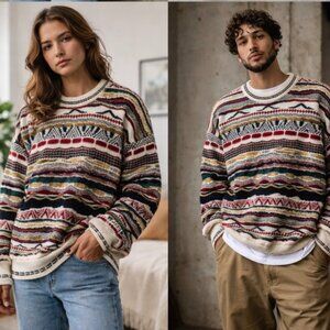 Vintage Florence Tricot Coogi Style 3D Textured Knit Sweater- Size Large